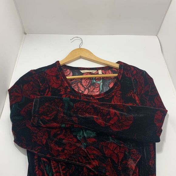 SOFT SURROUNDINGS Santiago Floral Red Black Velvet Maxi Dress Size PXL - Picture 7 of 10